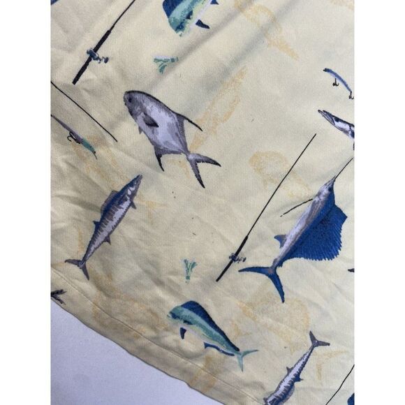 Columbia Fish All Over Print Shirt Men XL Yellow Short Sleeve - Picture 4 of 7